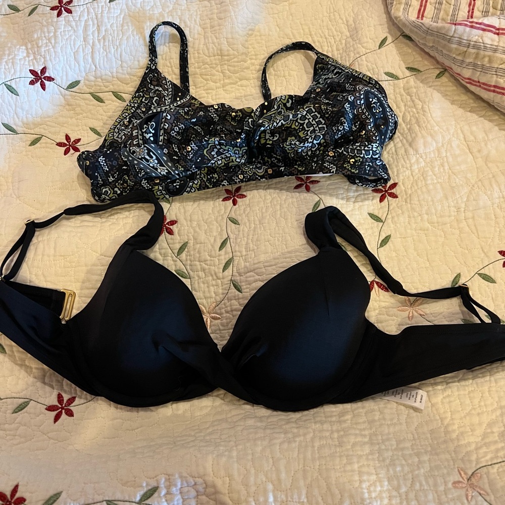 Two bikini tops